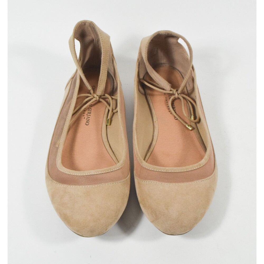 Christian Siriano for Payless Beige Ankle Strap Ballet Flats Shoes Sz 7.5W - Picture 1 of 5